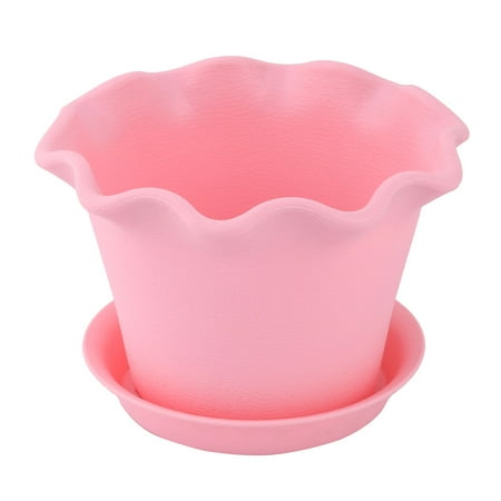 Household Plastic Desktop Decoration Plant Flower Aloes Cactus Pot Pink 17cm Dia