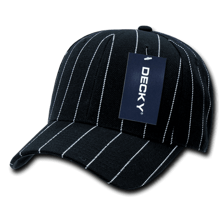 DECKY Fitted Curved Bill Pinstriped Baseball Hats Hat Caps Cap For Men Women Black