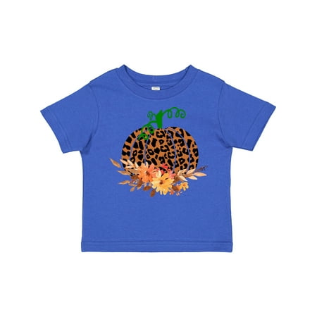 Inktastic Cheetah Print Pretty Pumpkin with Fall Leaves Gift Toddler Boy or Toddler Girl T-Shirt