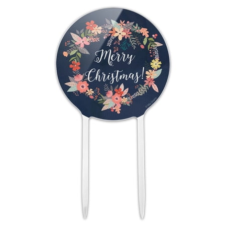 Acrylic Merry Christmas Snowflakes Wreath Cake Topper Party Decoration for Wedding Anniversary Birthday Graduation