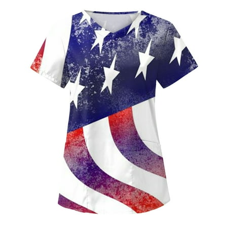 Scrub Tops For Women Print Summer Independence Day Printed Care V-Neck Working Uniform
Scrub Tops For Women Print Summer Independence Day Printed Care V-Neck Working Uniform