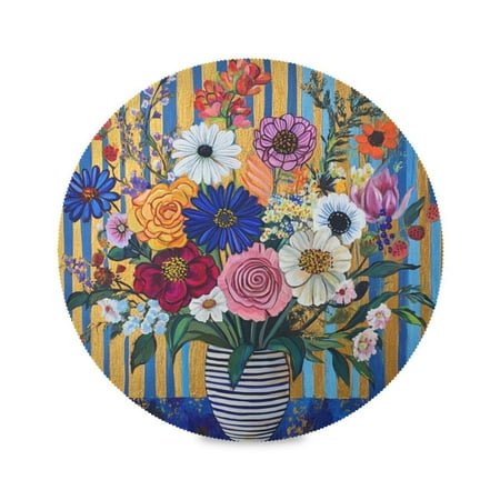 15.4inch Round Placemats DIY Printing Design Suitable for Kitchen Table Party Decoration Beautiful Flower Bouquet 
15.4inch Round Placemats DIY Printing Design Suitable for Kitchen Table Party Decoration Beautiful Flower Bouquet