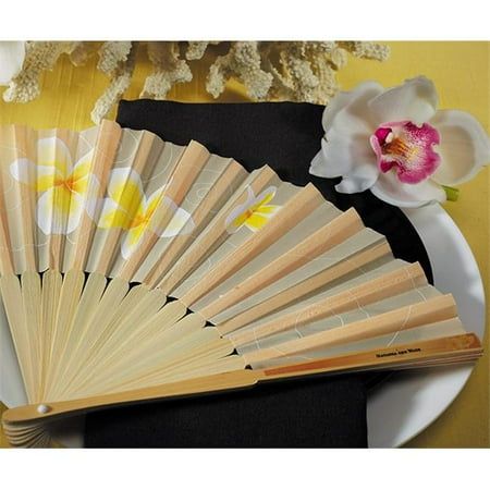 Tropical Fan with Romantic Plumeria Floral Details