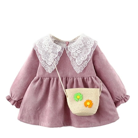 QWERTYU Newborn Infant Baby Long Sleeve Dresses for Girl Fall Winter Sundress with Bag Dress 0-24M
QWERTYU Newborn Infant Baby Long Sleeve Dresses for Girl Fall Winter Sundress with Bag Dress 0-24M