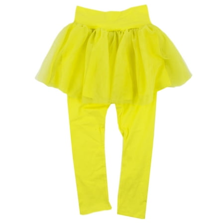 StylesILove Toddler Girl Soft Tutu Cotton Legging Pants (80/2T Yellow)