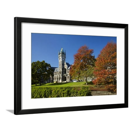 Clock Tower, Registry Building, University of Otago in Autumn, Dunedin, South Island, New Zealand Framed Print Wall Art By David Wall