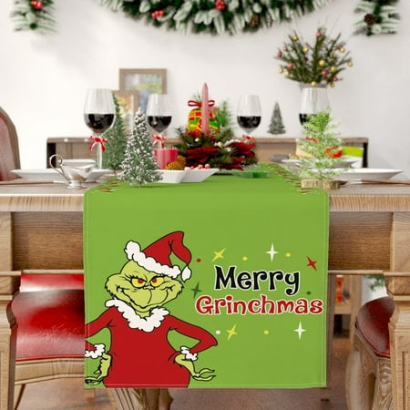 BUYHO Grinch Ornaments Linen Green Christmas Table Runner Merry Tablecloth Christmas Xmas Holiday Table Decorations
BUYHO Grinch Ornaments Linen Green Christmas Table Runner Merry Tablecloth Christmas Xmas Holiday Table Decorations