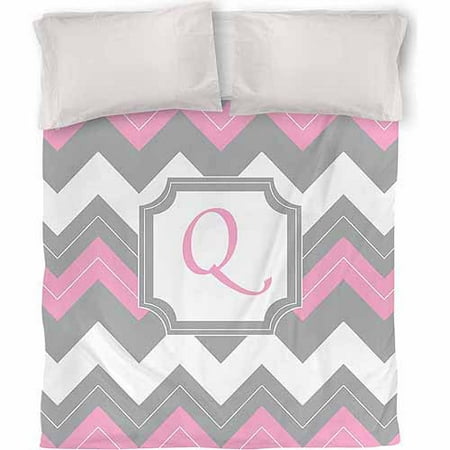 IDG Chevron Monogram Duvet Cover, Pink