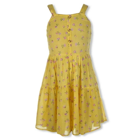 One Step Up Girls Rose Tiered Romper - yellow 3t (Toddler)