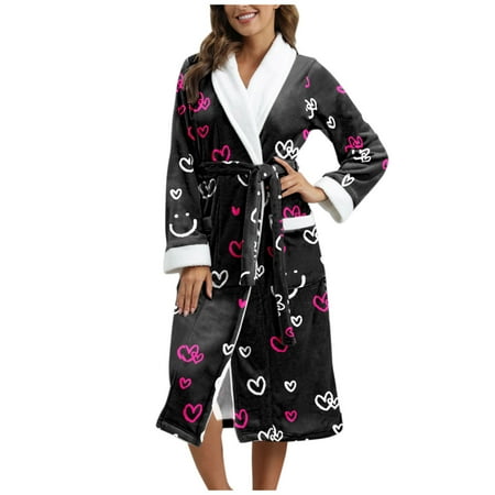 Huiniadese Women s Lengthened Bathrobe Warm Trendy Long Sleeve Lapel Splicing Winter Soft Bath Gown Sleepwear Pajiamas Korean Pajamas Set for Women Black XXL
Huiniadese Women s Lengthened Bathrobe Warm Trendy Long Sleeve Lapel Splicing Winter Soft Bath Gown Sleepwear Pajiamas Korean Pajamas Set for Women Black XXL