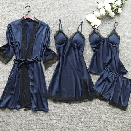 

Up to 50% off Clearance Dvkptbk Lingerie Women Silk Lace Robe Dress Babydoll Sleepwear Nightdress Pajamas Set