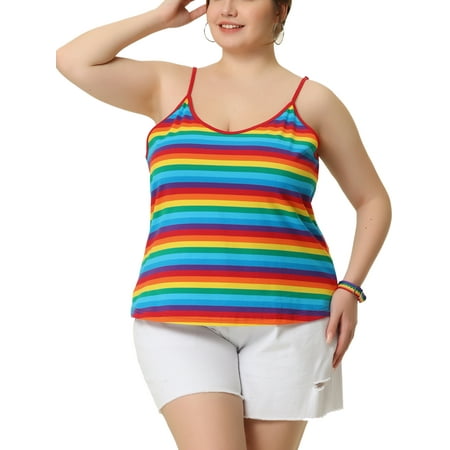 Unique Bargains Women s Plus Size Strap Stripe Sleeveless Stretch Rainbow Multi Camis
Unique Bargains Women s Plus Size Strap Stripe Sleeveless Stretch Rainbow Multi Camis