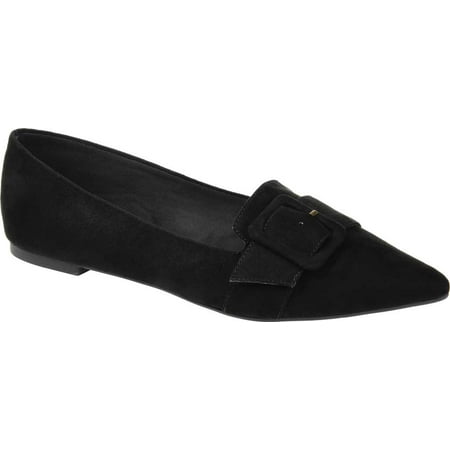 Women s Journee Collection Audrey Pointed Toe Loafer Black Faux Suede 6 M