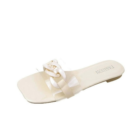 Summer Saving Clearance! Kukoosong Flat Sandals for Women Summer Fashion Flat Slippers Solid Color Chain Decoration Casual Slippers Women s Sandals Beige 35
Summer Saving Clearance! Kukoosong Flat Sandals for Women Summer Fashion Flat Slippers Solid Color Chain Decoration Casual Slippers Women s Sandals Beige 35