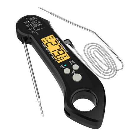 Instant Read Waterproof Digital Meat Thermometer with 4.5 Bendable Probe Backlight and Calibration Function for Cooking Food Candy BBQ Liquid Beef (Black)
Instant Read Waterproof Digital Meat Thermometer with 4.5 Bendable Probe Backlight and Calibration Function for Cooking Food Candy BBQ Liquid Beef (Black)