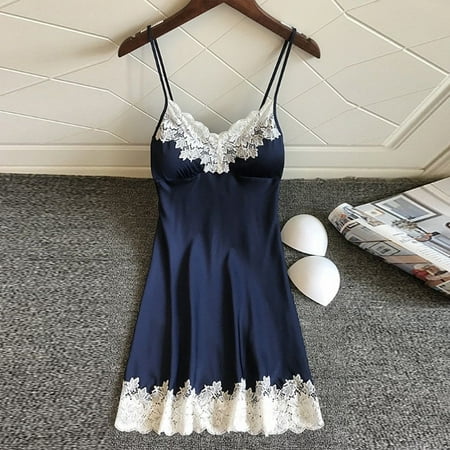 Marbhall Women Ladies Lingerie Sleepwear Dress Nightwear Nightdress Clothes Blue M