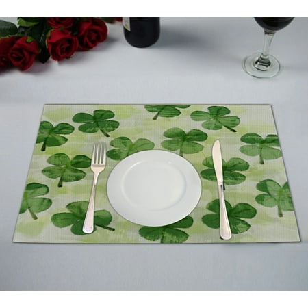 GCKG Watercolor Placemat Clover Leaves Luck Hope Placemat 12x18 Inch Set of 2