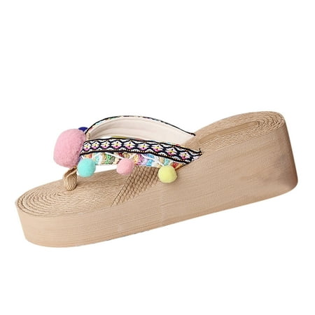 Cathalem Fashion Summer Women Slippers Thick Soled Wedge Heel Light Embroidered Wool Ball Flip Flops Comfortable Casual Beach Style Pink 40
Cathalem Fashion Summer Women Slippers Thick Soled Wedge Heel Light Embroidered Wool Ball Flip Flops Comfortable Casual Beach Style Pink 40