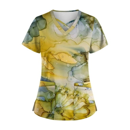 HIMIWAY Summer Hot Shirts for Women Plus Size Cute Printed Scrub Working Uniform Tops For Women Cross V-Neck Short Sleeve Fun T-Shirts Workwear Tee With Pockets
HIMIWAY Summer Hot Shirts for Women Plus Size Cute Printed Scrub Working Uniform Tops For Women Cross V-Neck Short Sleeve Fun T-Shirts Workwear Tee With Pockets