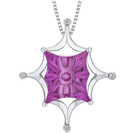 Peora 15.00 Carat T.G.W. Butterfly Cut Created Pink Sapphire Rhodium over Sterling Silver Pendant, 18