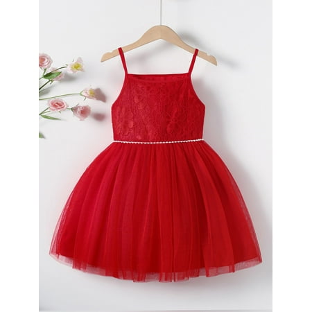 Sleeveless Toddler Girls Contrast Lace Pearl Beaded Mesh Cami Dress Skirts S221905X Red 110(4-5Y)
Sleeveless Toddler Girls Contrast Lace Pearl Beaded Mesh Cami Dress Skirts S221905X Red 110(4-5Y)