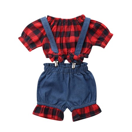 2PCS Kids Baby Girl Red Plaid Crop Tops+Suspender Skirts/Denim Shorts Overalls Xmas Outfits
2PCS Kids Baby Girl Red Plaid Crop Tops+Suspender Skirts/Denim Shorts Overalls Xmas Outfits