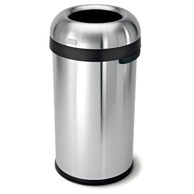simplehuman 60 Liter Bullet Open Top Trash Can, Commercial Grade, Heavy-Gauge Brushed Stainless Steel
