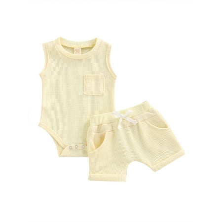 Genuiskids 2Pcs Summer Newborn Baby Girl Boy Romper Outfits Infant Boho Tank Onesie Sleeveless Solid Color Waffle Knit Bodysuit + Shorts Set
Genuiskids 2Pcs Summer Newborn Baby Girl Boy Romper Outfits Infant Boho Tank Onesie Sleeveless Solid Color Waffle Knit Bodysuit + Shorts Set