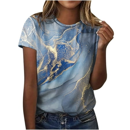 Fashion Women s Summer Round-Neck Short Sleeve Print Casual T-shirt Blouse Victorian Blouse Light blue M
Fashion Women s Summer Round-Neck Short Sleeve Print Casual T-shirt Blouse Victorian Blouse Light blue M