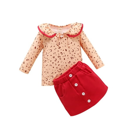 Little Girls Skirt Set Clothes Toddler Baby Girls Long Sleeve Leopard Print Doll Collar Top + Mini Skirt Outfits Set 3-4 Years
Little Girls Skirt Set Clothes Toddler Baby Girls Long Sleeve Leopard Print Doll Collar Top + Mini Skirt Outfits Set 3-4 Years