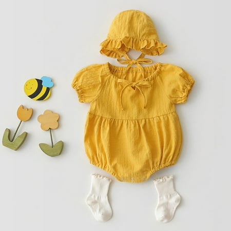Yubatuo Newborn Infant Baby Girls Bow Ruched Solid Romper Sunsuit Hat Bodysuit Yellow 100
Yubatuo Newborn Infant Baby Girls Bow Ruched Solid Romper Sunsuit Hat Bodysuit Yellow 100