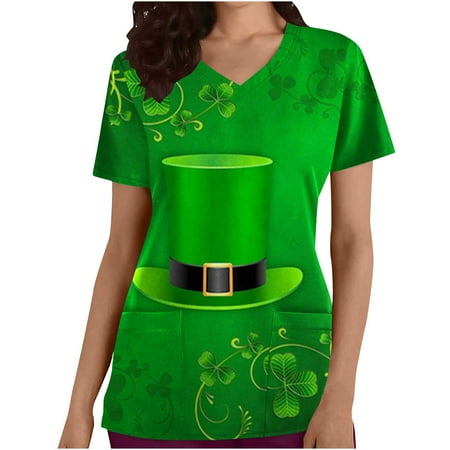 CYMMPU Women s V-Neck Pocketed Scrub_Tops Nurse Workwear Uniform Clearance Going out Tops Summer Tees Short Sleeve Shirts Trendy St. Patrick s Day Tunic Green Clover Graphic Fashion Tshirts Green L
CYMMPU Women s V-Neck Pocketed Scrub_Tops Nurse Workwear Uniform Clearance Going out Tops Summer Tees Short Sleeve Shirts Trendy St. Patrick s Day Tunic Green Clover Graphic Fashion Tshirts Green L