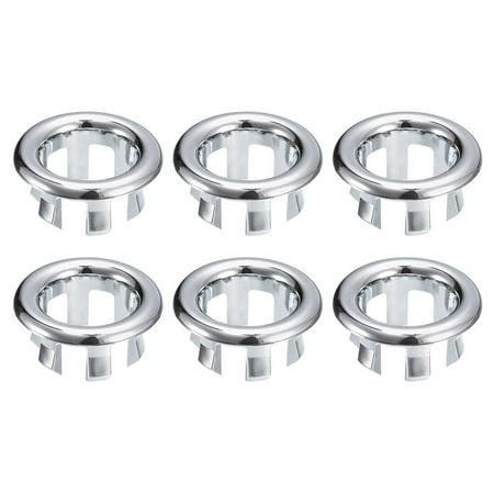 6Pack 24mm Sink Trim Overflow Cover Rings Hole Insert in Round Caps Silver