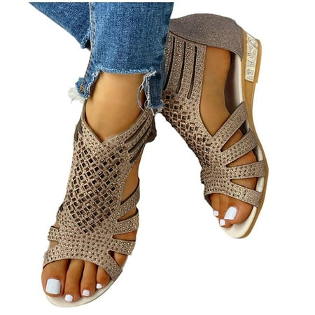 Women s Summer Dressy Open Toe Hollow Sandals Rhinestone Sandal Roman Flat Shoes with Back Zipper
Women s Summer Dressy Open Toe Hollow Sandals Rhinestone Sandal Roman Flat Shoes with Back Zipper