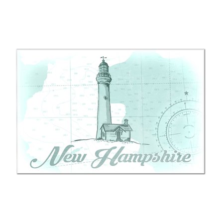 New Hampshire - Lighthouse - Teal - Coastal Icon - Lantern Press Artwork (12x8 Acrylic Wall Art Gallery Quality)