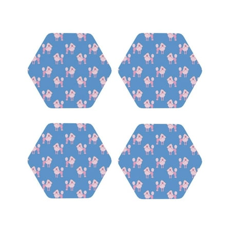 Coasters Set of 4 - Pink Cute Poodle Dog Blue Drink Coasters for Tabletop Protection Leather Coasters for Living Room Decor and Housewarming Gift Hexagon
Coasters Set of 4 - Pink Cute Poodle Dog Blue Drink Coasters for Tabletop Protection Leather Coasters for Living Room Decor and Housewarming Gift Hexagon
