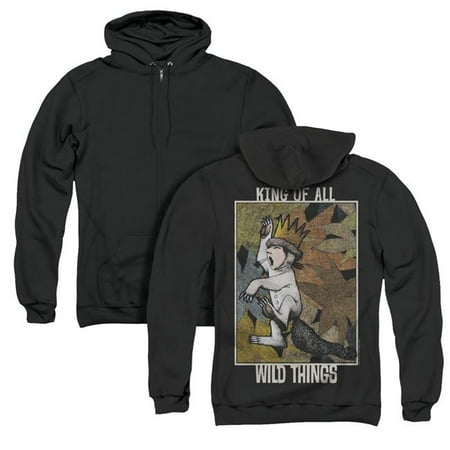 Trevco Sportswear WBM702BK-AZH-2 Where the Wild Things Are & King of All Wild Things Back Print Adult Zipper Hoodie, Black - Medium