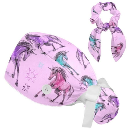 Working Cap with Buttons and Sweatband Scrub Hat Bouffant Caps with Scrunchie Unicorn Tie Back Hats
Working Cap with Buttons and Sweatband Scrub Hat Bouffant Caps with Scrunchie Unicorn Tie Back Hats