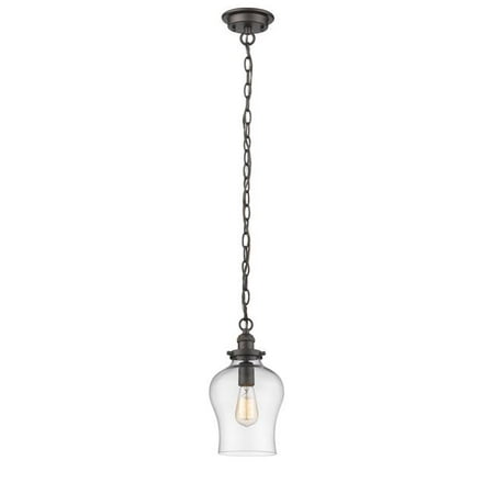 Skylar Transitional 1 Light Rubbed Bronze Ceiling Mini Pendant - 8 in.