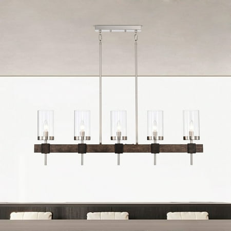 The Lighting Store Bella 5-Light Satin Nickel and Faux Wood Finish Glass Chandelier - Satin Nickel and Faux Wood
The Lighting Store Bella 5-Light Satin Nickel and Faux Wood Finish Glass Chandelier - Satin Nickel and Faux Wood