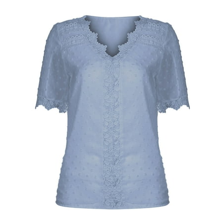 Simplmasygenix Women Tops Summer Clearance Fashion Women Casual Solid Short Sleeve V-Neck Lace T-Shirt Blouse Tops
Simplmasygenix Women Tops Summer Clearance Fashion Women Casual Solid Short Sleeve V-Neck Lace T-Shirt Blouse Tops