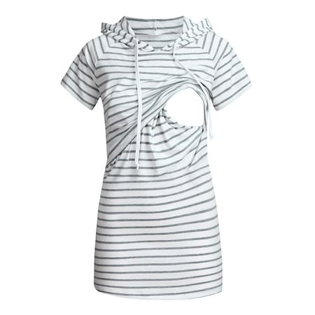 Kukoosong Summer Saving Clearance! Women s Short Sleeve Maternity T Shirt Clothes for Women Maternity Striped Maternity Top Short Sleeve Hooded Nursing T-Shirt Gray L
Kukoosong Summer Saving Clearance! Women s Short Sleeve Maternity T Shirt Clothes for Women Maternity Striped Maternity Top Short Sleeve Hooded Nursing T-Shirt Gray L