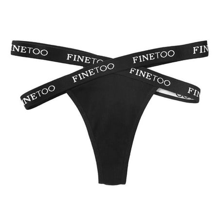 Rumida Women Cross Belt Panties Underpants Simple Letter Thong Sexys Low Waist Seamless Cross Belt Panties Underpants Women T-Back Briefs Simple Letter Thong Sexys Low Waist Seamless XL Black