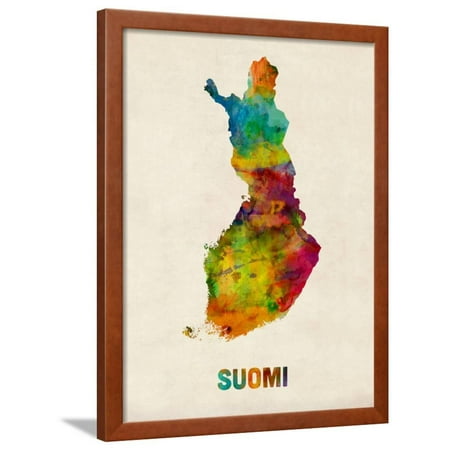 Finland Watercolor Map (Suomi) Framed Print Wall Art By Michael Tompsett