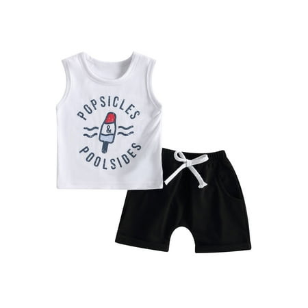 Qtinghua 4th of July Infant Newborn Baby Boys Summer Outfits Sleeveless Ice Cream Print Tank Tops+Shorts Set
Qtinghua 4th of July Infant Newborn Baby Boys Summer Outfits Sleeveless Ice Cream Print Tank Tops+Shorts Set
