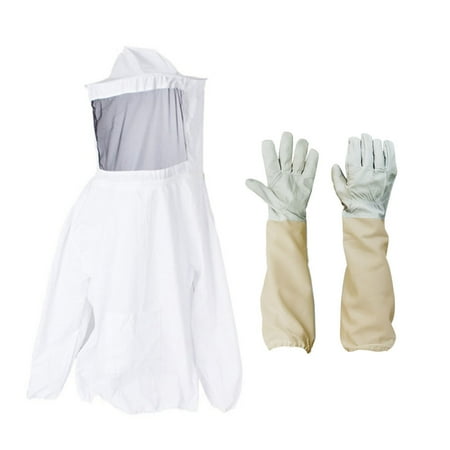 NUOLUX Apiculture Beekeeping Protective Coat Gloves Set