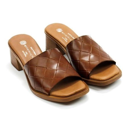 Eric Michael Women s Vicky Slip-On Leather Heels Tan 7 M US