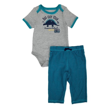 Infant Boys 2-Piece Dinosaur Island Adventure Bodysuit & Striped Pants Set