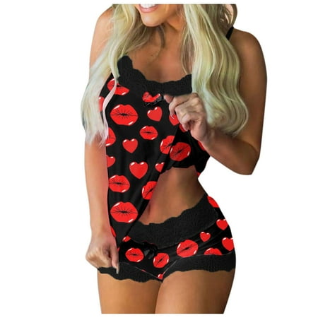 TANGNADE Lingerie For Women Women Print Pajamas Sleeveless Lace Cami Shorts Lingerie Sleepwear Set
TANGNADE Lingerie For Women Women Print Pajamas Sleeveless Lace Cami Shorts Lingerie Sleepwear Set
