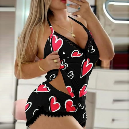 Sleepwear Sets For Women Camisole Printing Love Shorts 2 Piece Set Lace Backless Trim Lingerie Hot Pants Suit Womens Loungewear Sets
Sleepwear Sets For Women Camisole Printing Love Shorts 2 Piece Set Lace Backless Trim Lingerie Hot Pants Suit Womens Loungewear Sets